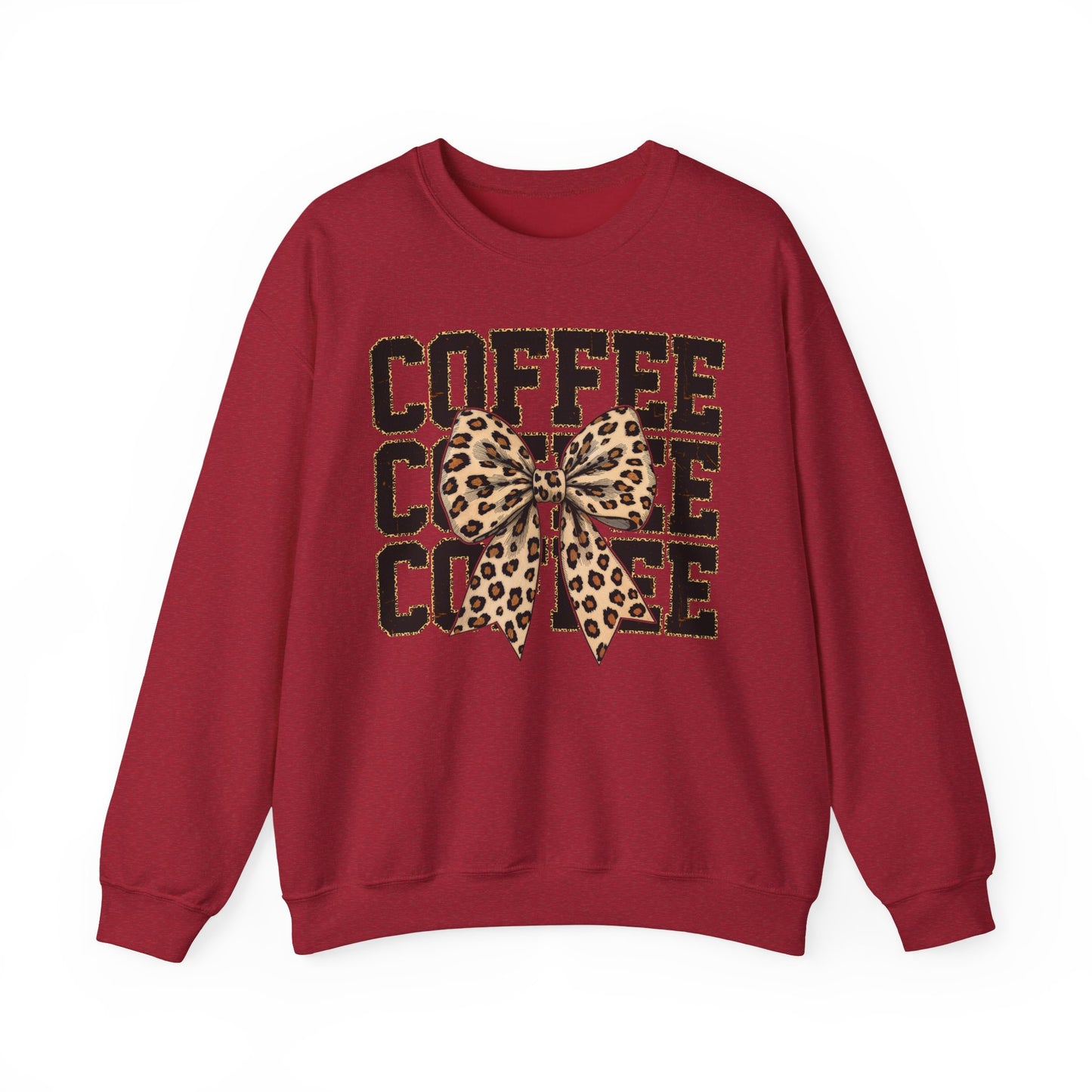 Coffee Leopard Bow Crewneck