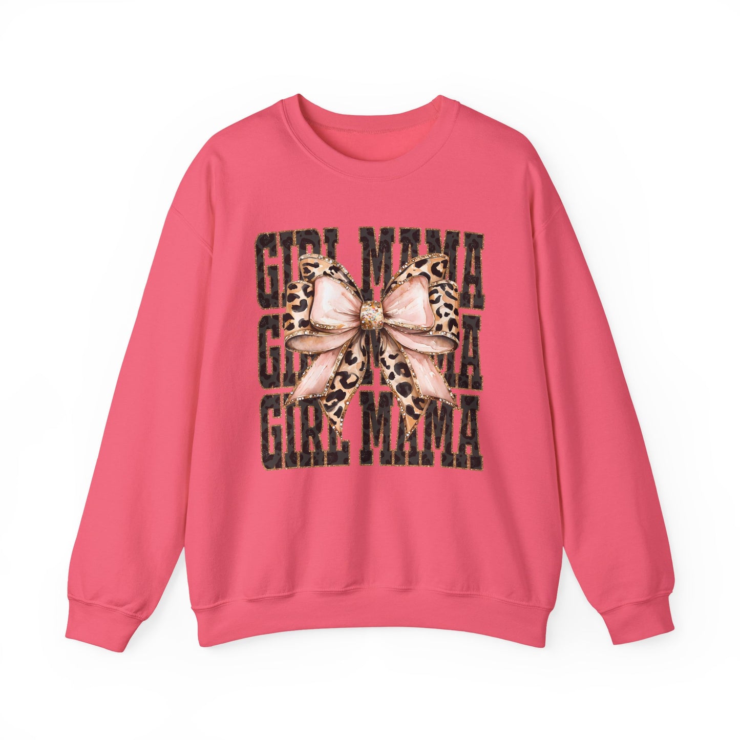 Girl Mama Leopard Bow Crewneck