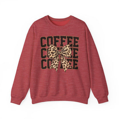 Coffee Leopard Bow Crewneck