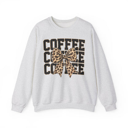 Coffee Leopard Bow Crewneck