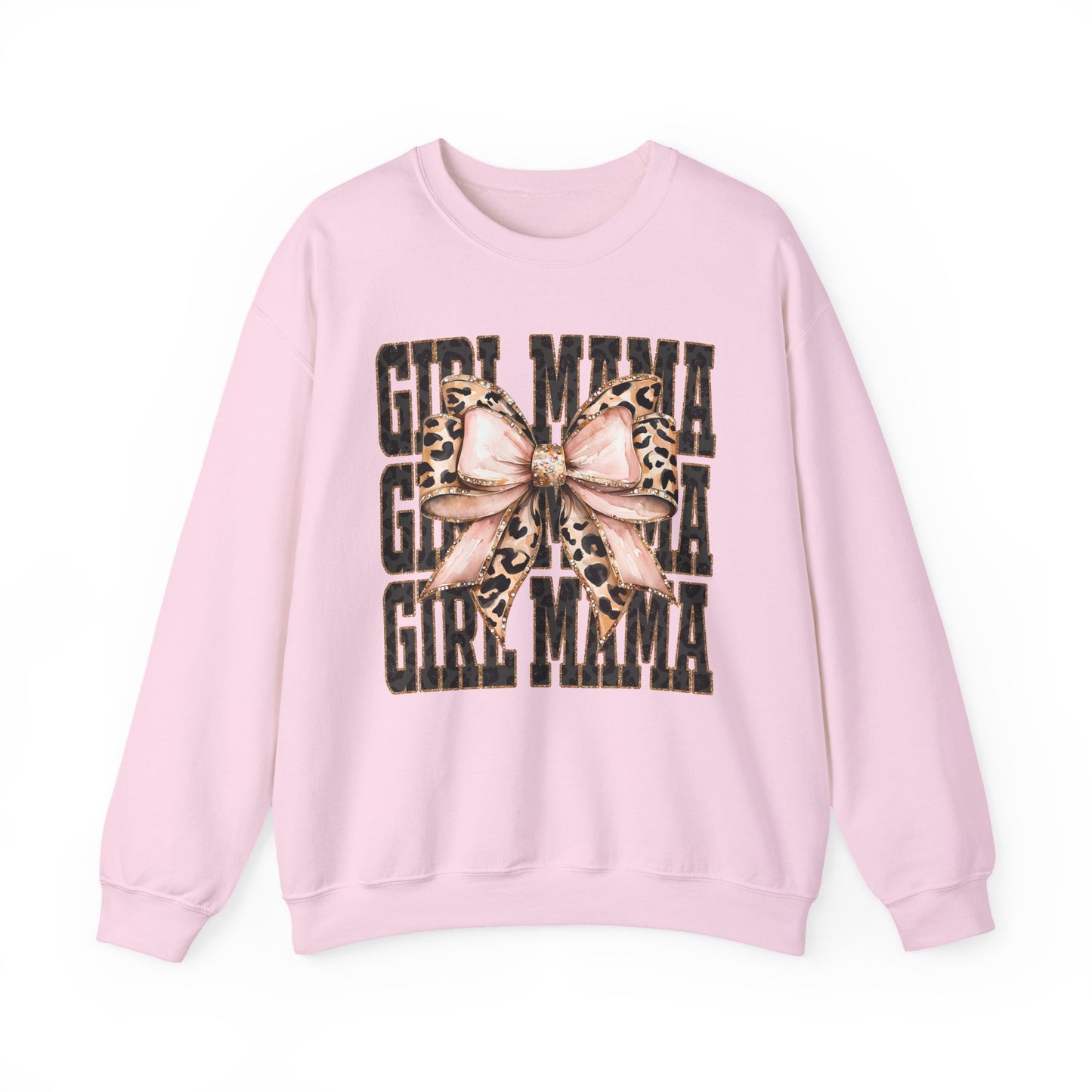 Girl Mama Leopard Bow Crewneck