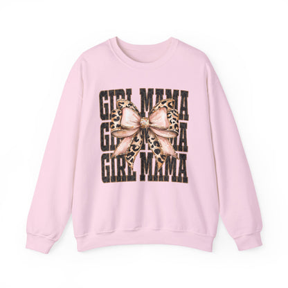 Girl Mama Leopard Bow Crewneck