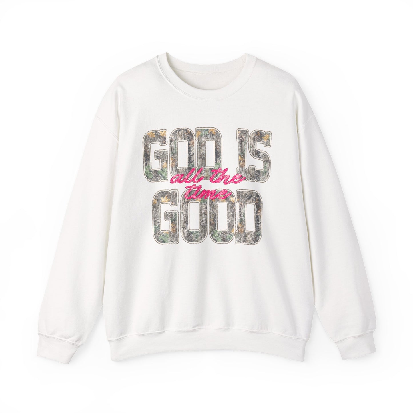 “God Is Good All The Time" Camo Crewneck