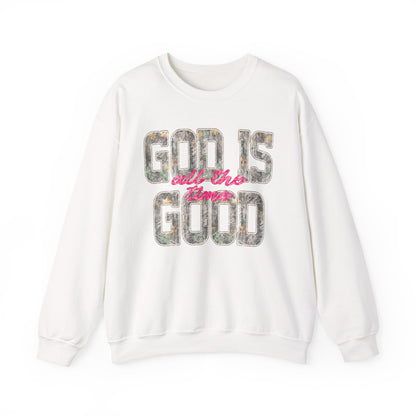 “God Is Good All The Time" Camo Crewneck