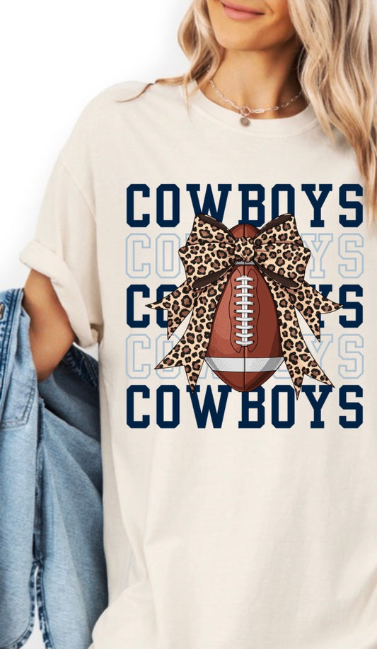 Cowboys Leopard Bow Football T-Shirt