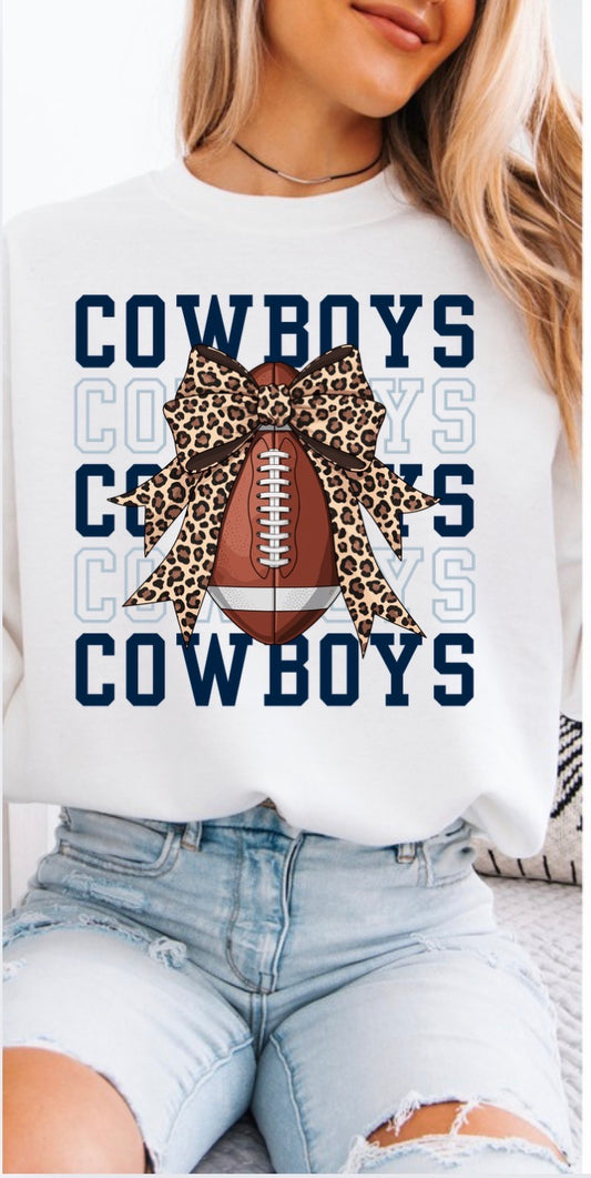 Cowboys Leopard Bow Crewneck