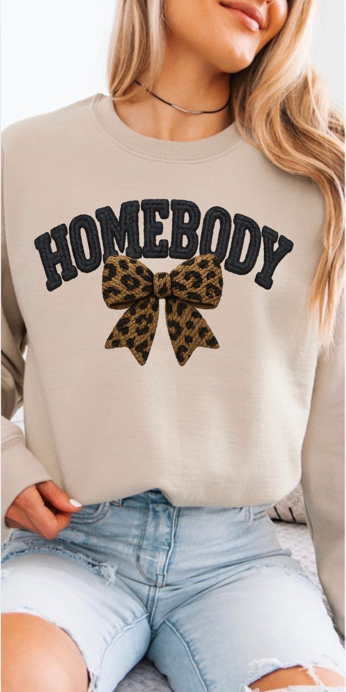 Homebody Leopard Bow Crewneck