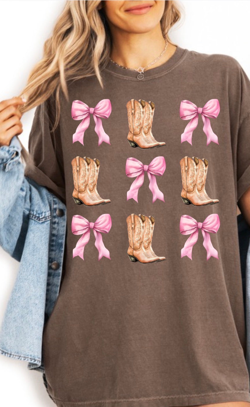 Cowgirl Boots & Pink Bows T-Shirt