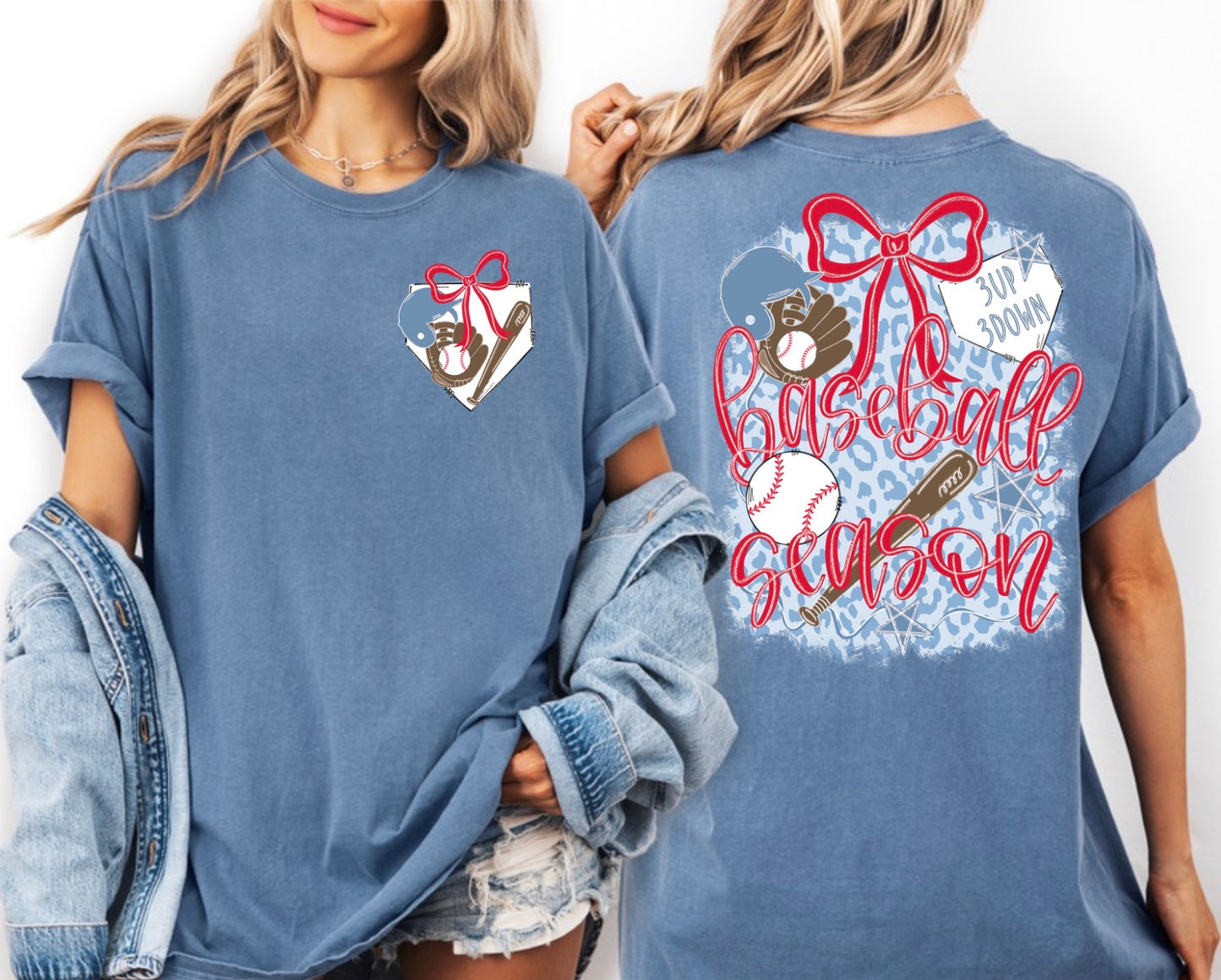 ‘Baseball Season' Graphic Tee with glove, bat & bow