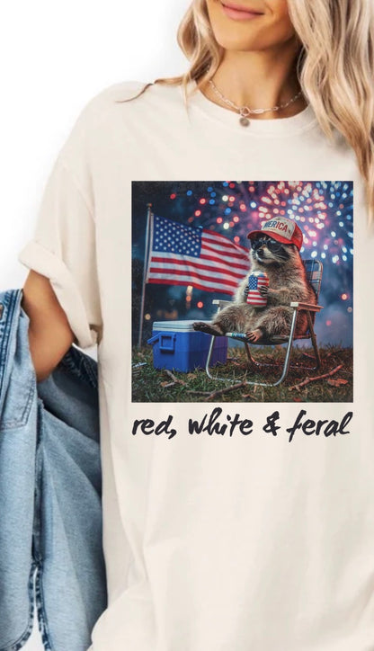 Patriotic 'Red, White & Feral' T-Shirt