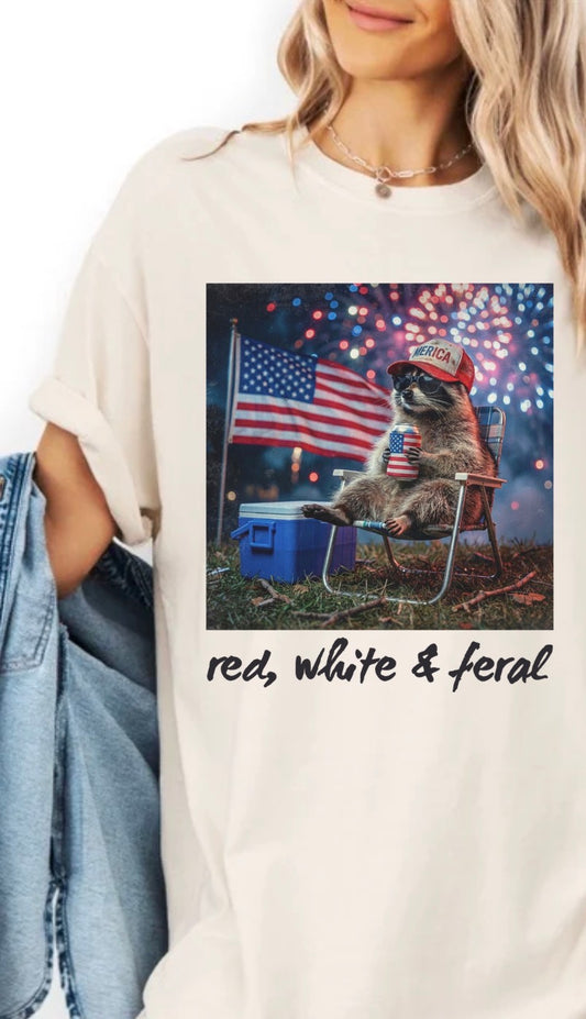 Patriotic 'Red, White & Feral' T-Shirt