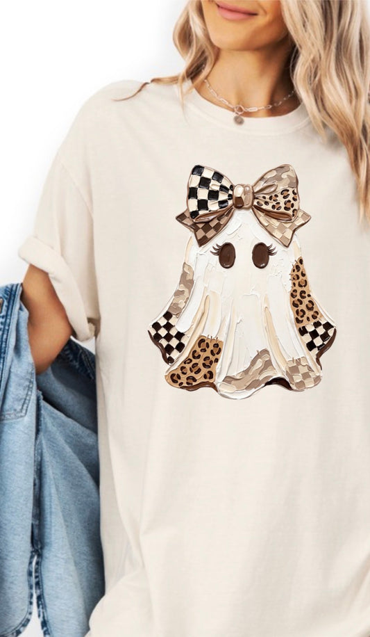 Ghost with Leopard Bow T-Shirt