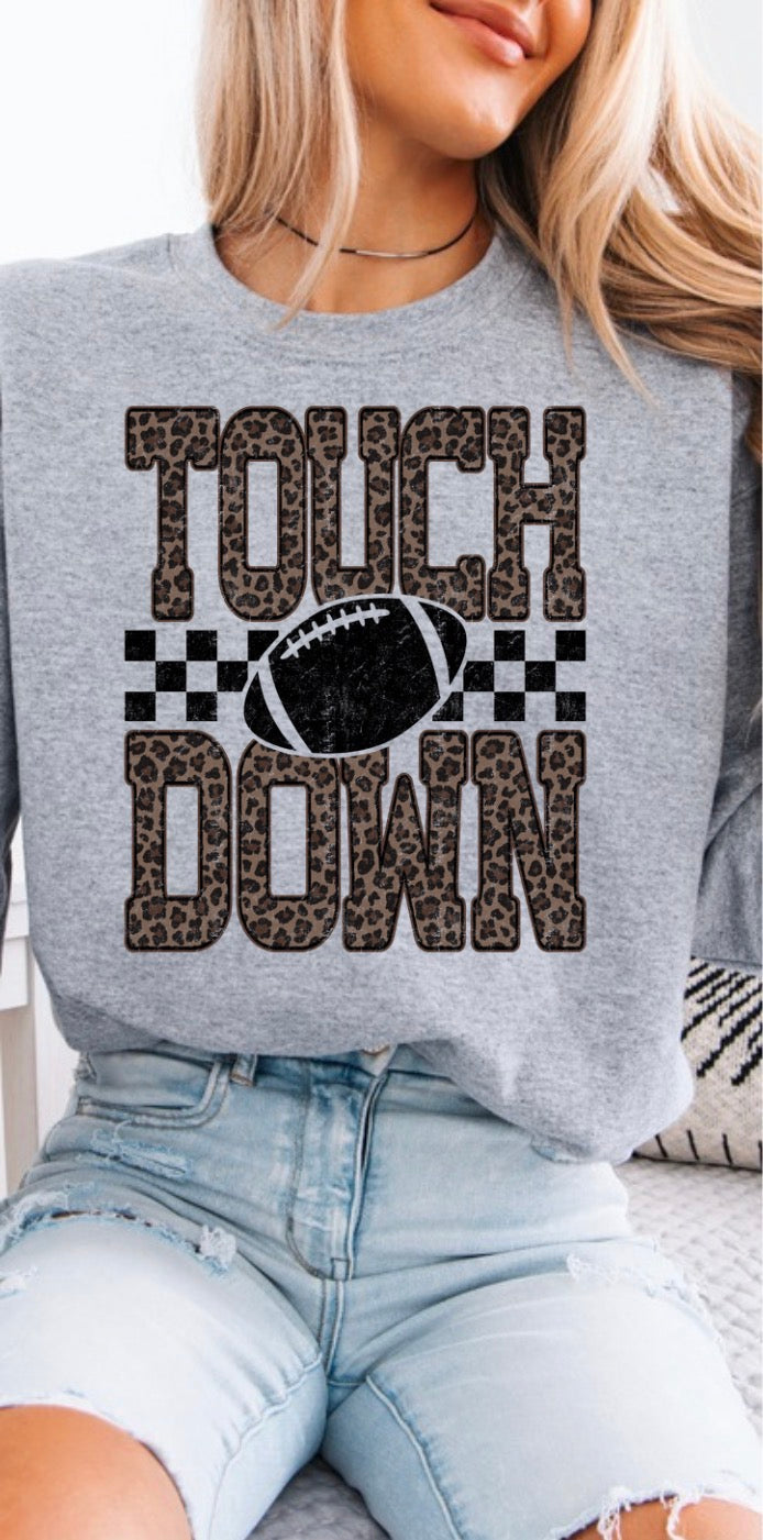 Distressed Touchdown Football Crewneck