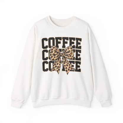 Coffee Leopard Bow Crewneck