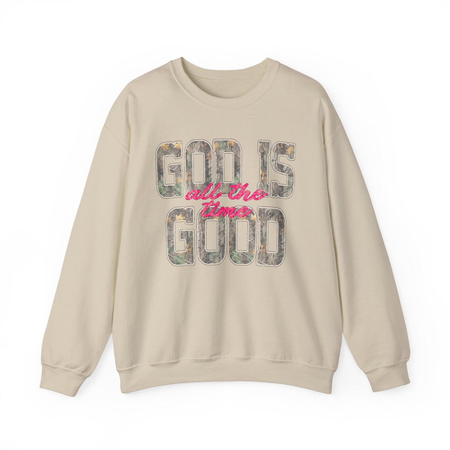“God Is Good All The Time" Camo Crewneck