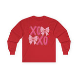 XOXO Pink Bow Long Sleeve Tee
