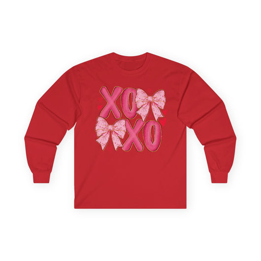 XOXO Pink Bow Long Sleeve Tee