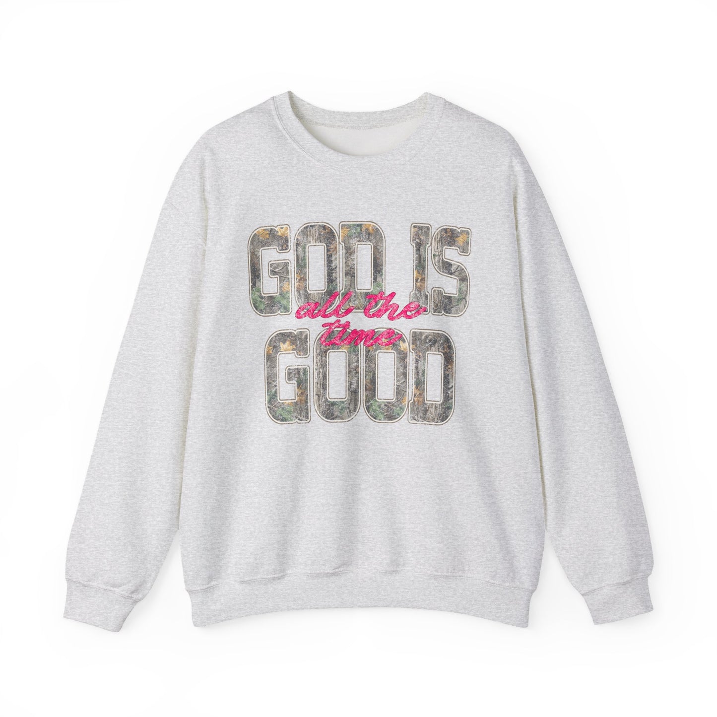 “God Is Good All The Time" Camo Crewneck