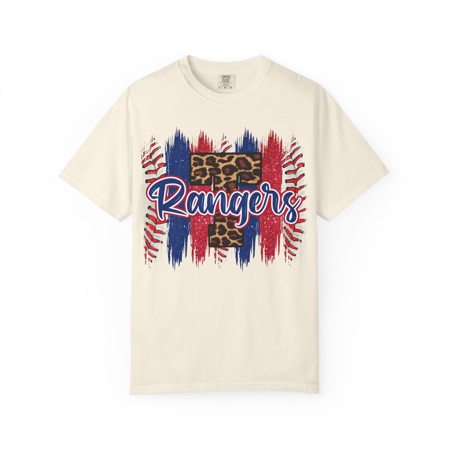 Rangers Leopard Baseball T-Shirt