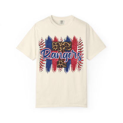 Rangers Leopard Baseball T-Shirt