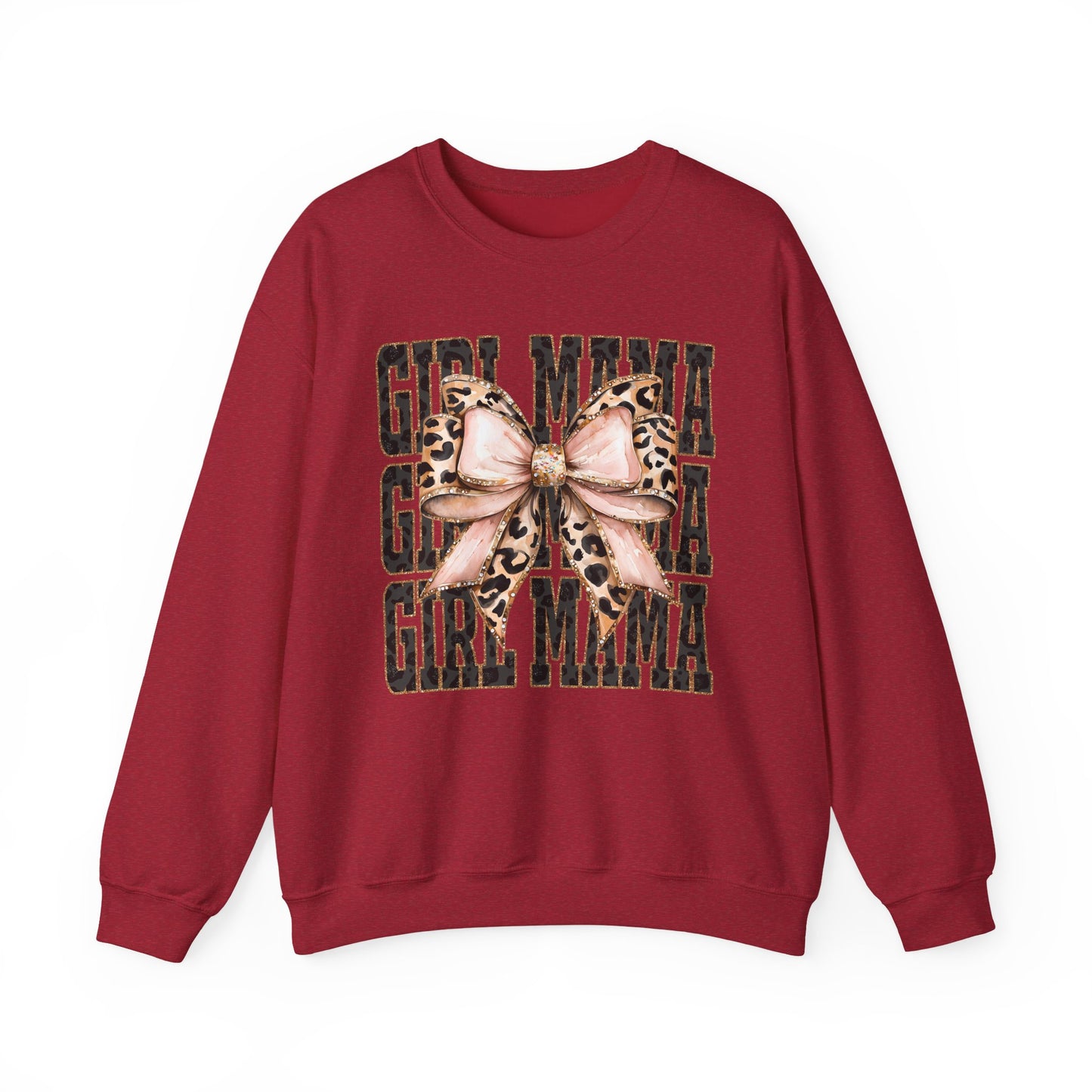 Girl Mama Leopard Bow Crewneck