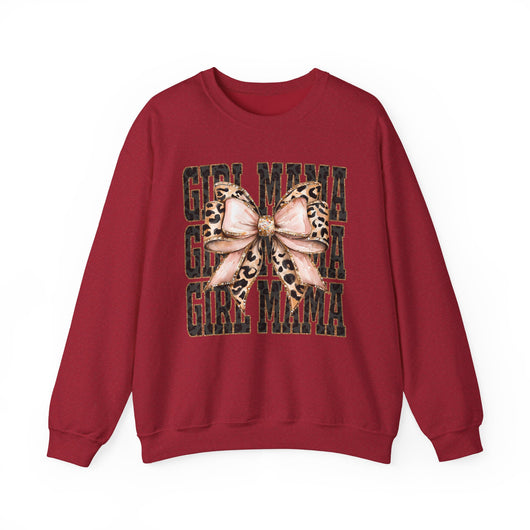 Girl Mama Leopard Bow Crewneck