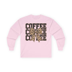 Coffee Leopard Bow Long Sleeve Tee