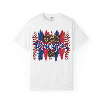 Rangers Leopard Baseball T-Shirt