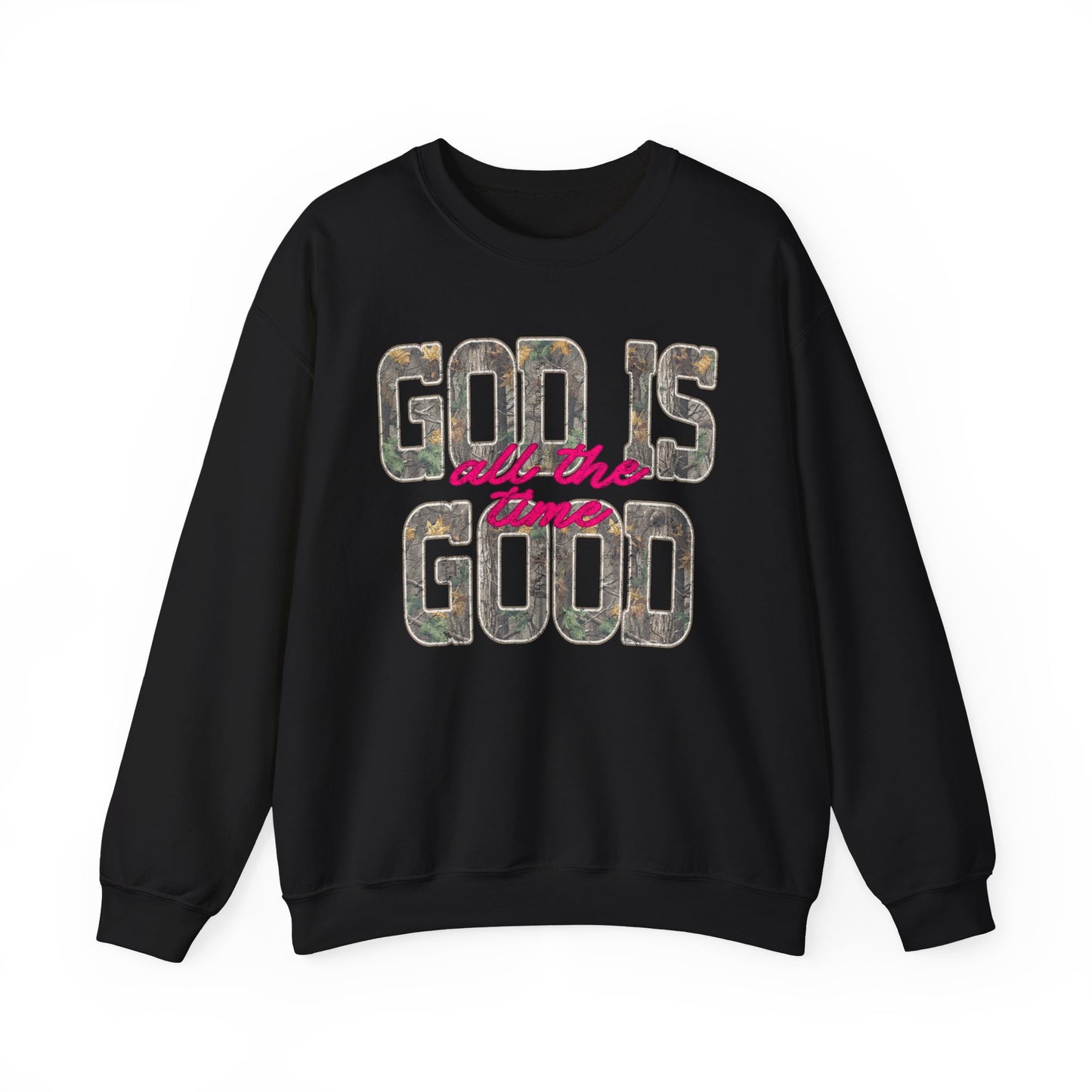 “God Is Good All The Time" Camo Crewneck